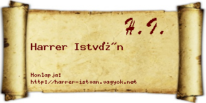 Harrer István névjegykártya